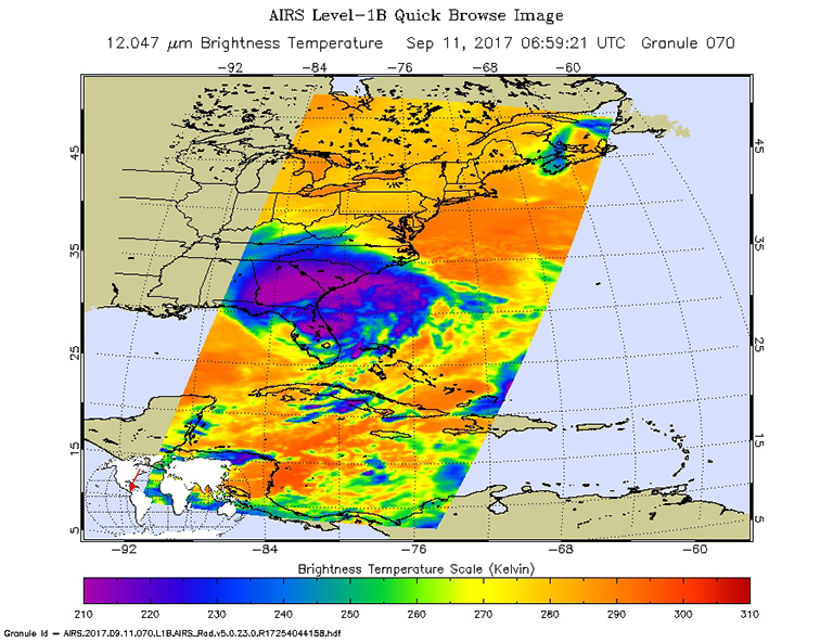 False-colored infrared image of Hurricane Jose