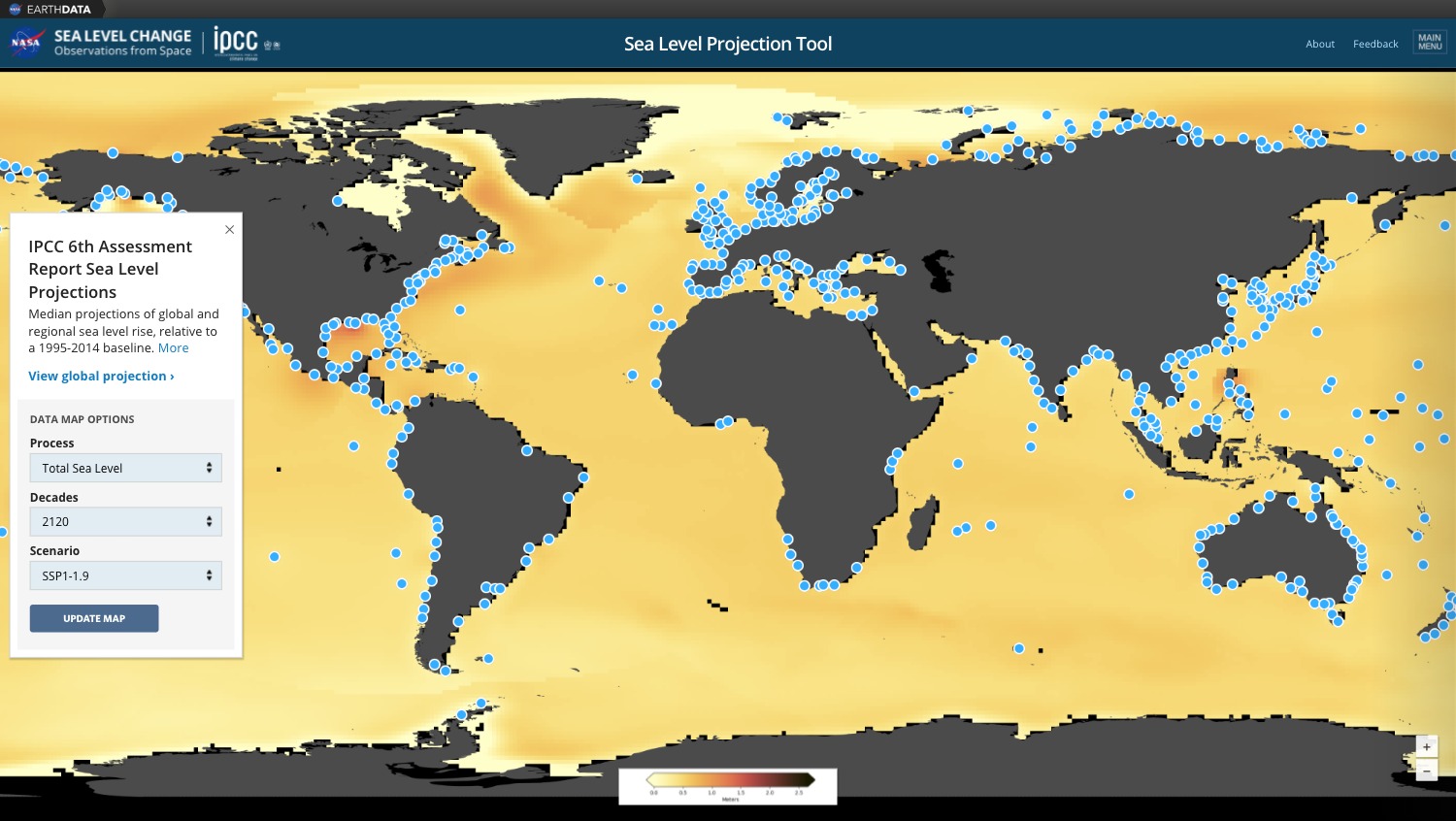 IPCC/NASA sea level projection tool