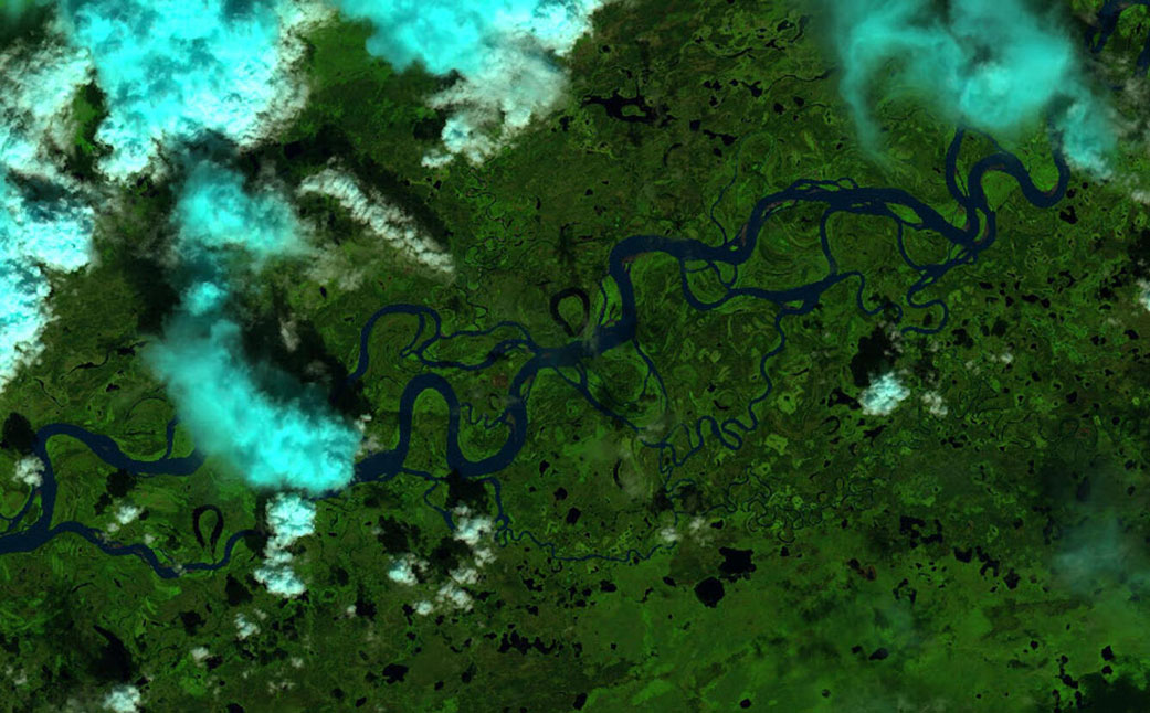 Satellite image of an Alaska river