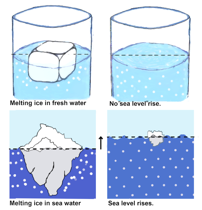 ice cube melting in water