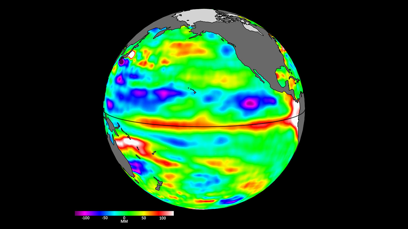 Gráfico de datos satelitales del nivel del mar