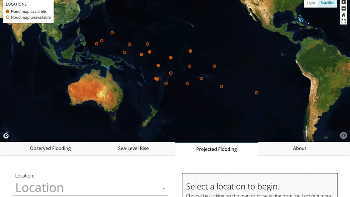 screenshot of the Pacific Islands Flooding Analysis Tool