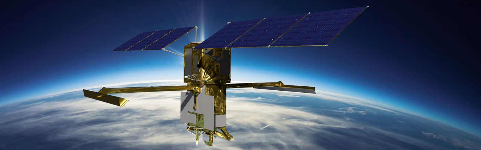 slide 4 - Artist's rendering shows fully deployed SWOT satellite in orbit.