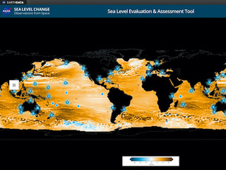 Image of global ocean map that is the user interface for NASA's SEA tool.