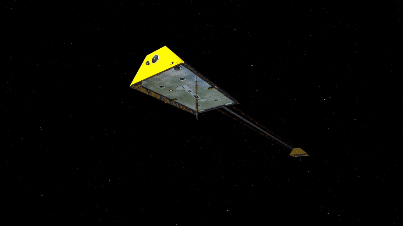 GRACE-FO will demonstrate the effectiveness of using lasers instead of microwaves to more precisely measure fluctuations in the separation distance between the two spacecraft, potentially improving the precision of range fluctuation measurements by a factor of at least 10 on future GRACE-like missions. Credit: NASA/JPL-Caltech › Larger view