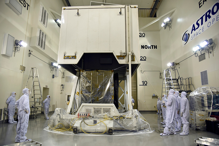 NASA’s Ice, Cloud and land Elevation Satellite-2 (ICESat-2) spacecraft arrives at the Astrotech Space Operations facility at Vandenberg Air Force Base in California ahead of its scheduled launch on Sept. 15, 2018. Credit: U.S. Air Force/Vanessa Valentine