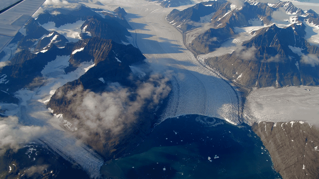 The Greenland Ice Sheet, seen here in Oct. 2018, is melting at a rapidly accelerating rate because of Earth's warming climate. As the ice melts into the ocean, it raises the sea level around the world, causing flooding and other damage to coastal communities. Credit: NASA/JPL-Caltech
› Larger view